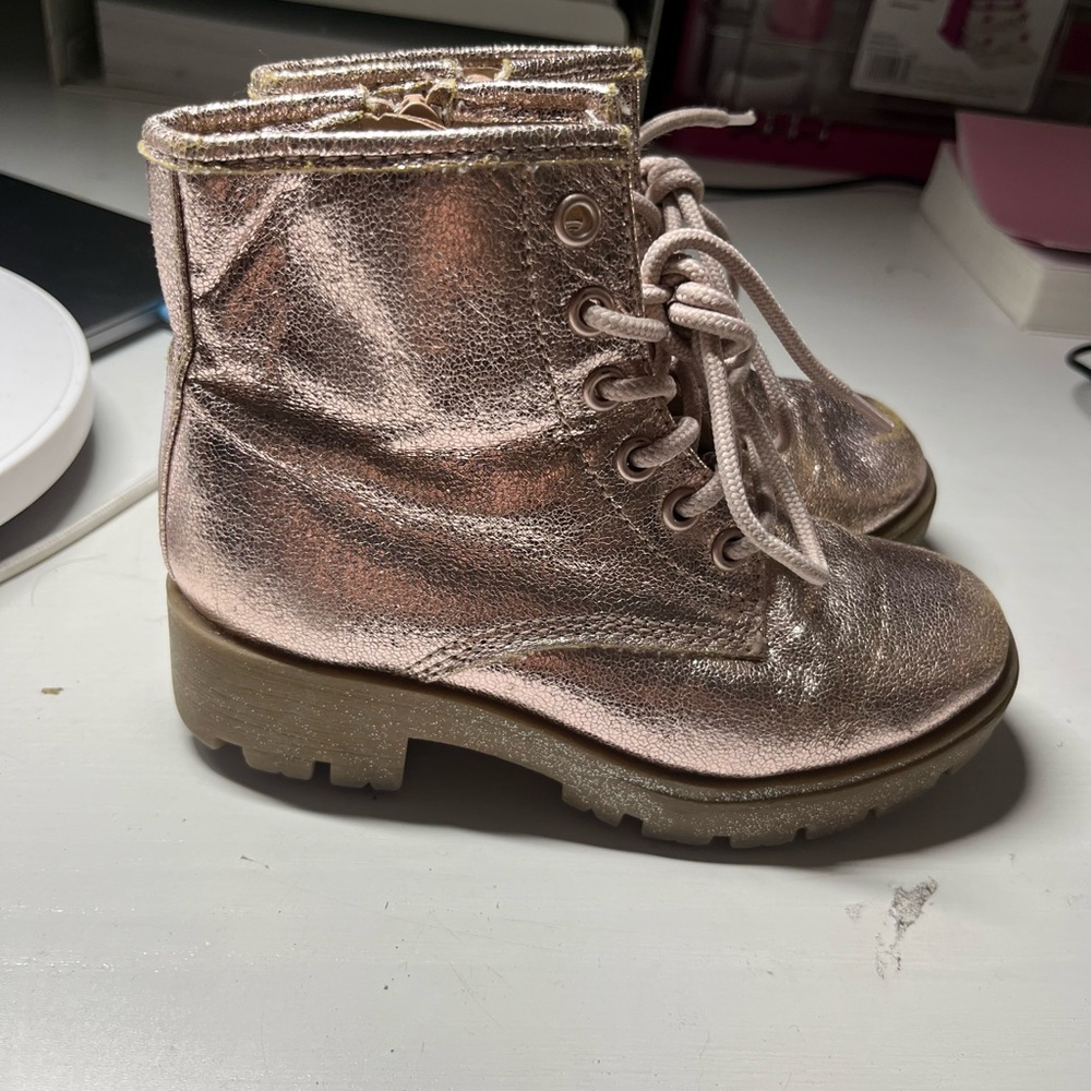 Rose Gold Pink kids girls Pink Ankle Boots